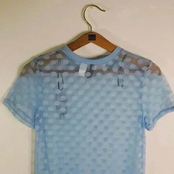 NWOT H&M Sheer Mesh Polka Dots T Shirt Dress Swim Coverup Beach Women's Size 4 - Picture 5 of 6